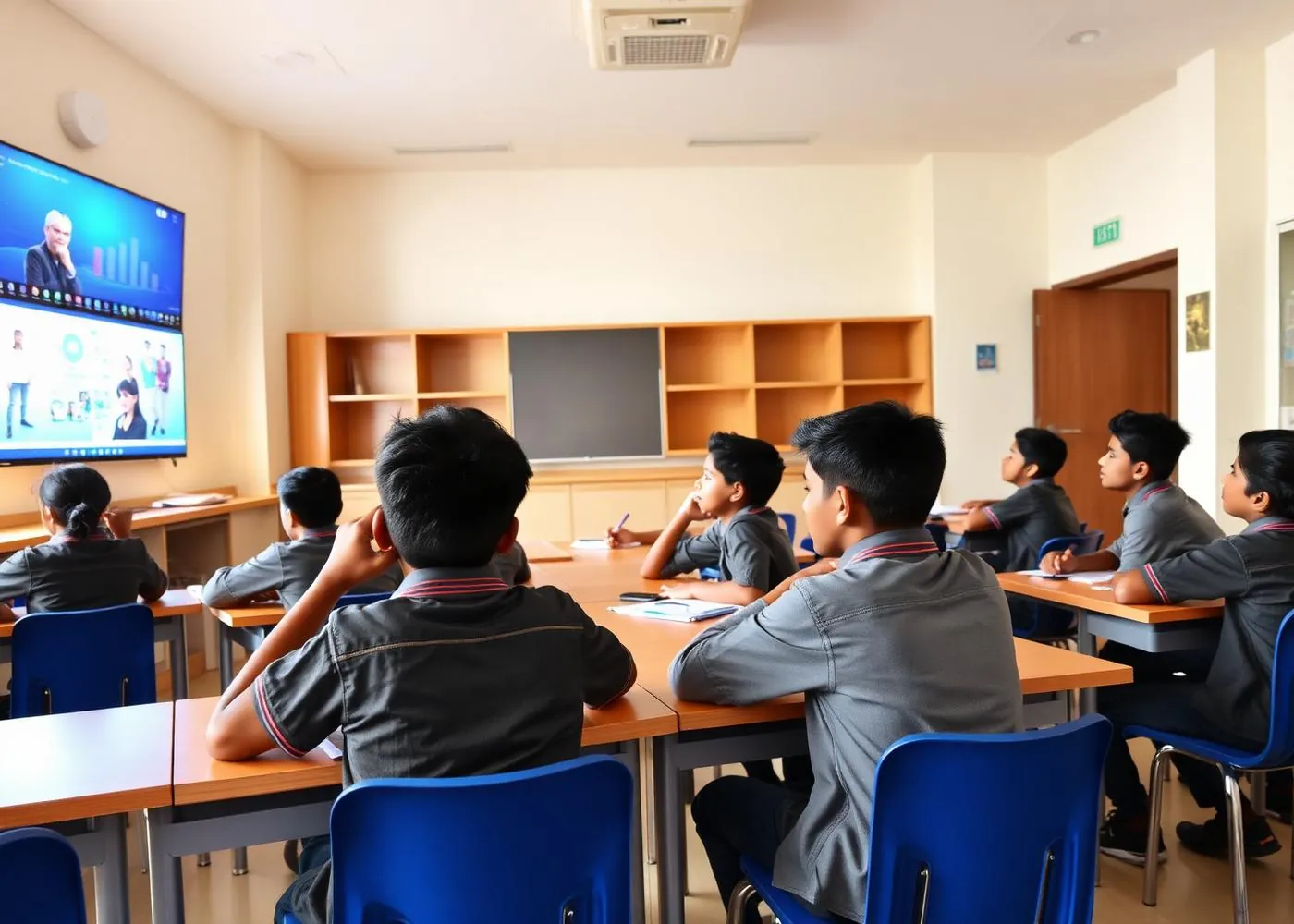 AMM Public School smart classroom with interactive digital board and students