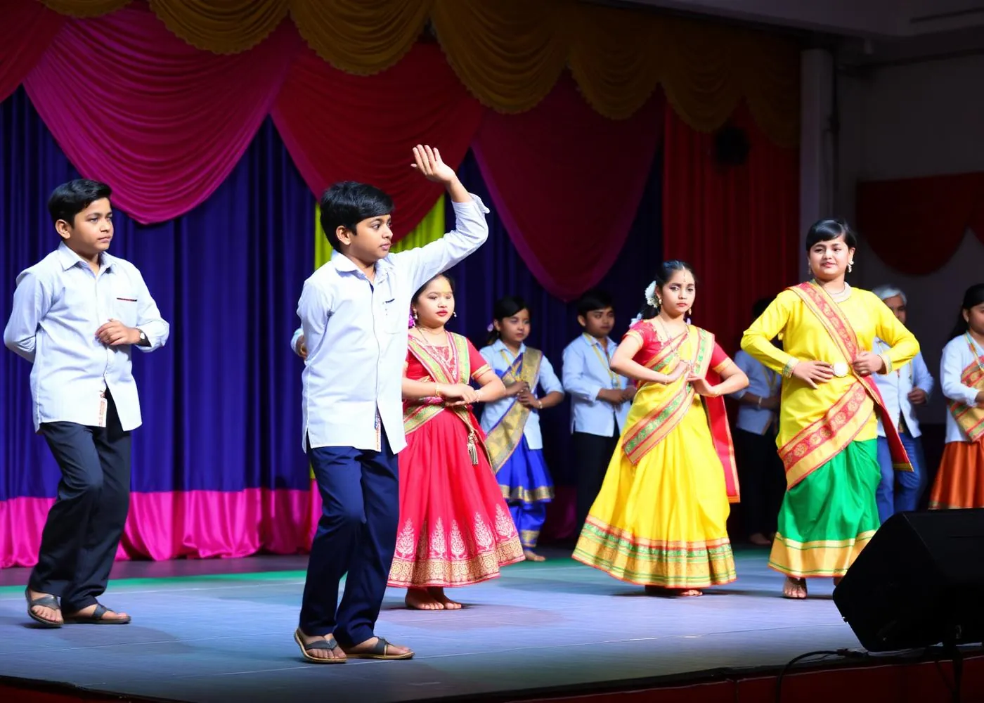 Students performing on stage at the AMM Public School annual cultural function