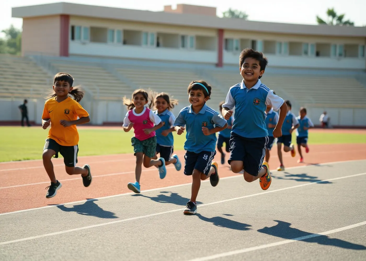 Students competing on the track during AMM Public School annual sports day