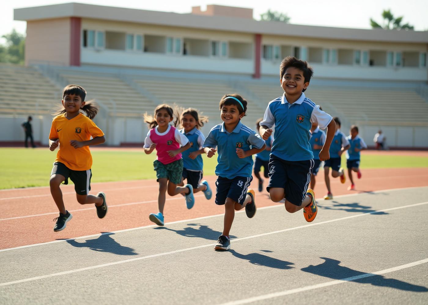 Students competing on the track during AMM Public School annual sports day